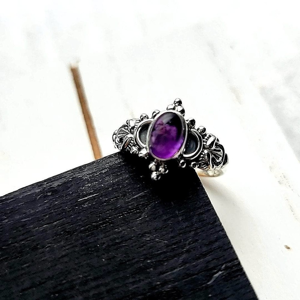 Amethyst Cab 925 Sterling Silver Ring
